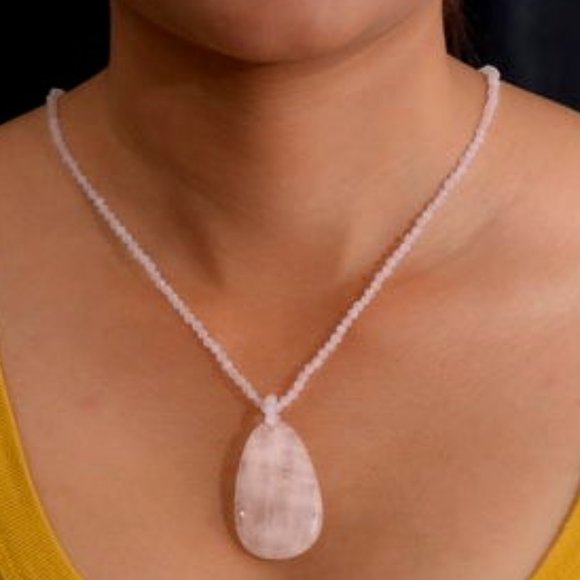 Lovely Galilea Rose Quartz Pendant Beaded SS Necklace and matching Bracelet NWT - Picture 3 of 10